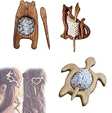 TIANMA 3 Stück DIY Holz Tiermuster Brosche & Pin - Neuheit süße Mode Weihnachten Brosche Pins, für Kostümzubehör Geschenke Urlaub Party Feier (C)