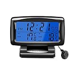 Auto Digital Thermometer LCD Uhr, Multifunktionale Auto Armaturenbrett-Uhr mit Zeit, Datum, Temperaturanzeige, Universal Auto Temperaturanzeige mit Schwarzlicht für Reisen, Indoor und O