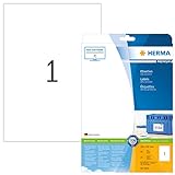 HERMA 5065 Universal Etiketten DIN A4 groß (210 x 297 mm, 25 Blatt, Papier, matt) selbstklebend, bedruckbar, permanent haftende Adressaufkleber, 25 Klebeetiketten, weiß