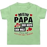 Vatertagsgeschenk Papa Tochter & Sohn Baby - Mein Papa ist der Beste der Welt - schwarz - 6/12 Monate - Mintgrün - BZ02_Baby_Shirt - BZ02 - Baby T-S