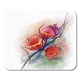 Mauspads Bunte Vase Abstrakte Blumenaquarelle Gemälde Rote Mohnblumen in Farbe auf Grunge Pink Artist Mouse Pad Für Notebooks, Desktop-Computer Mausmatten, Bü