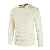 Herren Pullover Rundhals Mode Casual All-Match Basic Daily Solid, gebrochenes weiß, Groß