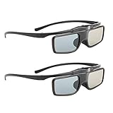 RF 3D Brille, 3D Shutterbrille wiederaufladbar Geeignet für RF 3D-Fernseher und -Projektoren, 3D Beamer Brille für Sony Epson Samsung JVC Sharp, kompatibel TDG-BT500A, SSG-5100GB, AN3DG40, 2er-Pack