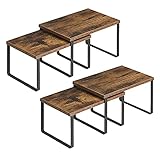SONGMICS Gewürzregale, 4er Set, Küchenregale, erweiterbare Küchen-Organizer, stapelbar, aus Metall und Spanplatten, Regaleinsatz, für Küchenschrank, Küche, vintagebraun-schwarz KCS021X01