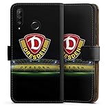 Klapphülle kompatibel mit Huawei P30 Lite New Edition Handyhülle aus Leder schwarz Flip Case SG Dynamo Dresden Stadion SGD