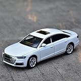 1.32 Für Audi A8 Legierung Automodell Metalldruckguss-Rad-Lenkung Auto-Modell-Sound Light-Spielzeug Für Jungen Spielzeug-Auto-Geburtstags-Geschenke Spielzeuge (Color : White)