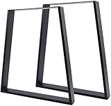 uyoyous EIN Paar (2 Stück) Tischbeine Metall | Tischkufen Tischgestell Schwarz | Beine Esstisch Metall | DIY Metall Beine Tisch | Esstisch Schreibtisch Beine (45x65x71cm - Trapez)