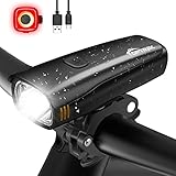 toptrek Fahrradlicht Set Akkukapazität Bis Zu 2600 mAh Fahrradlicht LED Fahrradbeleuchtung Laufzeit Bis Zu 9 Stunden Fahrradlampe, IPX5 Wasserdicht Fahrrad licht mit Nahfeldbeleuchtung