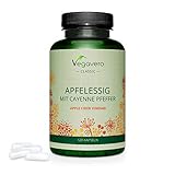 APFELESSIG KAPSELN Vegavero® | 1100 mg HOCHDOSIERT pro Tagesdosis | mit CAYENNE Pfeffer | GEWICHTSMANAGEMENT | 120 Kapseln | Ohne Zusatzstoffe | Veg