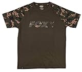 Fox Camo/Khaki Chest Print T-Shirt - Angelshirt für Karpfenangler, Größe:XL