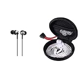 Sony MDREX450APH In-Ear-Kopfhörer, grau & Hama Kopfhörer Tasche für In Ear Headset (Robustes Hardcase zur In Ears Aufbewahrung, Karabinerhaken, Ohrstöpsel Schutztasche) schw