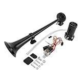 Motorrad Hupe 12V Air Horn 150db Drucklufthorn mit Kompressor 45cm Auto Hupe für Car LKW Traktor Zug B