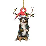 10 cm Holz Weihnachten Anhänger - Hund Tag Anhänger Weihnachtsbaum Urlaub Dekoration Holz Tag - Weihnachtsbaumschmuck Holz Deko Weihnachtsdeko Verzierung für Fensterschmuck