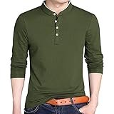 Herren Herbst und Winter geknöpfte T-Shirts, einfarbige Langarm Herrenhemden, Langarm T-Shirts, Slim Casual T-Shirts mit Knöpfen, Basic Herrenmode, Slim Fit Basics, Henry Langarm Casual T-S