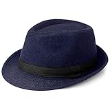 Coucoland Panama Hut Mafia Gangster Herren Fedora Trilby Bogart Hut Herren 1932s Gatsby Kostüm Filz Dunkelblau L