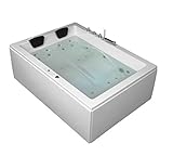 Doppel Whirlpool Badewanne Olymp Profi MADE IN GERMANY 190 x 140 cm Ausführung links mit 24 Massage Düsen + LED + Heizung + Ozon + dhW + MIT Armaturen Eckwanne rechts oder links Eckbadewanne günstig