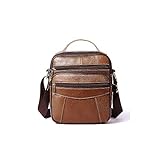 CHENCDJB Männer Umhängetasche Ledertasche Mode Messenger Bags Klappen Reißverschluss Designer Männliche Festkörper Handtaschen (Color : Brown)