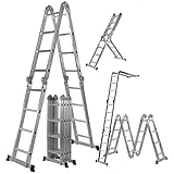 𝐂𝐑𝐀𝐅𝐓𝐅𝐔𝐋𝐋 Aluminium Multifunktionsleiter CF-104A - 𝟑 𝐉𝐀𝐇𝐑𝐄 𝐆𝐀𝐑𝐀𝐍𝐓𝐈𝐄 - 6 in 1-16 Sprossen - 475cm Gesamtlänge - Gelenkleiter - Vielzweckleiter - Leitergerüst (Silber)