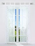 CORLIF Set 2er Schiebegardinen Ausbrenner Flächenvorhänge mit Schlaufen Transparente Fensterstores Äste Muster Vorhang Weiß BxH 57x145cm 2 Stück