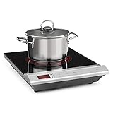 Klarstein MisterCook Kochplatte Infrarot-Kochfeld, Ceranfeld, 2000 Watt, 8 Leistungs- und Temperaturstufen, LED-Display, Abschalttimer, Kindersicherung, Überhitzungsschutz, silb