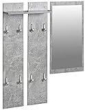 ts-ideen Set Garderobe Spiegel + Wandpaneele Flurgarderobe Kleiderhaken Betonoptik G