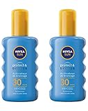 NIVEA SUN Sonnenaktivator Protect & Bronze LSF 30 (2 x 200 ml) Sonnencreme mit UVA/UVB Sonnenschutz für natürliche B