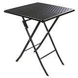 Nexos Tisch in Rattan-Optik Balkontisch Gartentisch Klapptisch schwarz 61 x 61 x 75 cm eckig Campingtisch Kunststoff robust stabil wetterfest pflegeleicht klappb