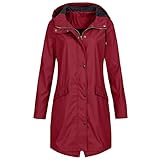 Lomelomme Regenmantel Damen Lang Regenjacke Leichte Wasserdichte Jacken Mantel mit Kapuze Langarm Winddicht Zip Up Regenparka Große Größen Regenjack