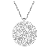 gujiu Keltisches Symbol Anhänger Edelstahl Triple Spiral Halskette for Frauen Männer (Color : Silber)