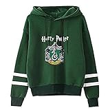 YANNI Unisex Slytherin Hoodie,H-arry Potter Anime 3D Print Pullover Hoodies Cosplay Sweatshirt Für Männer Und Frauen-Grün M