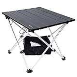 Campingtisch, Sportneer Klapptisch Camping, Aluminium Camping Tisch Leichte mit Tasche, Leicht zu tragen, klappbar Tisch Präfekt für Picknick Kochen Garten Wandern Reisen, Schwarz, L