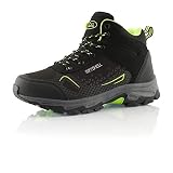 Fusskleidung® Damen Herren Wanderschuhe Wasserabweisende Winterstiefel Schwarz Hellgrün EU 44