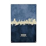 artboxONE Metall-Poster 40x60 cm Städte Duisburg Germany Skyline Navy von Künstler Michael Tomp