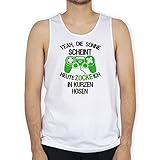 Shirtracer Nerd Geschenke - Heute zocke ich in kurzen Hosen grün - S - Weiß - Geschenk - BCTM072 - Tanktop Herren und Tank-Top M