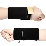 2 Stücke Tasche Armband Brieftaschen Schwarz Sport Handgelenk Brieftaschen Reißverschluss Armband Brieftaschen Handy Handgelenk Taschen für Outdoor Laufen Radfahren und Andere Sp