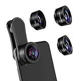 AFAITH Handy-Kameraobjektiv, 3 in 1 Handy-Objektiv-Clip-Kit Makroobjektiv & 198 ° Fischaugenobjektiv & 120 ° Weitwinkelobjektiv für iPhone/Samsung/