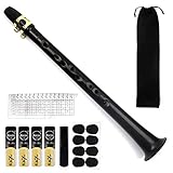FOVERN1 Taschen-Saxophon-Set, Mini-Saxophon, tragbares Holzblasinstrument, professionelle Instrumente mit 4 Blättern, 8 Zahnpolster, Grifftabelle, Tragetasche für Amateure und Performer (schwarz)