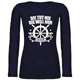 Sport Wandern Football & Co. - Die TUT nix. Die Will nur segeln - L - Marineblau - Langarm - BCTW071 - Langarmshirt D