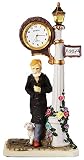 Miniaturuhr Motiv Mann mit Hund an Lampe Analog Metall Q
