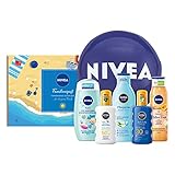 NIVEA Familienspaß Set, Sonnenschutz Pflegeset für die ganze Familie, praktisches Geschenkset mit Sonnenspray, Pflegedusche, Wasserb