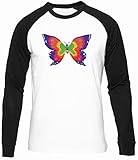 Maurer Pompeji Schmetterling Regenbogen Männer Frauen Unisex Baseball T-Shirt Weiß Schwarze Ärmel Rundhals Men Women White Round Neck M