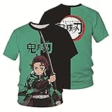 Yunzhong Anime Demon Slayer T-Shirt Polo 3D Anime Print Unisex T-Shirt Casual Sommer Kurzarm Sweatshirt Kurzarm Top Geschenk Ado-XXS