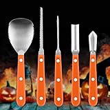 Aobp Halloween Kürbis Schnitzset 5 Stück Schnitzmesser Edelstahl Schnitzwerkzeuge mit 5 Schnitzvorlagen Carving Tools Kit Pumpkin Schnitz Set für Halloween Dekoration Kürbis Lantern DIY Dek