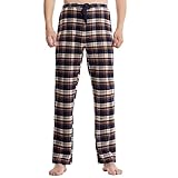 Karierte Hose Herren Lang Schlafanzughose Loungehose Freizeithose Lose Bequemer Kordelzug Pyjamahose Baumw