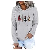 Uninevp Weihnachten Hoodie Damen Kordelzug Weihnachtspullover Langarm Weihnachten Pullover Herbst Winter Weihnachtspulli Slim Fit Freizeit Sport Langarmshirt Streetwear Kapuzenp