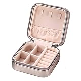 MZXUN. Mini Tragbare Schmuck Ring Armband Organizer Display Box Cabinet Organizer Fall Reisespeicher Zipper Schmuck Organizer Box (Color : Champagne Gold)