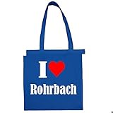 Tasche I Love Rohrbach Größe 38x42 Farbe Grau Druck Schw