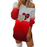 Damen Langarmshirt Hemd Plus Drucke Sweatshirt Mode Oberteile Blusen Herbst Winter Langarmshirt Valentinstag Romantische Geschenke Sweater Pullover Top