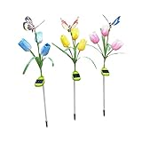 JNWEIYU Solar Gartenleuchten Deko 3 stücke Solar. LED Helle Outdoor leuchtende Schmetterling Tulip Nacht Lampe wasserdichte Outdoor straße Lampe Garten pfostenhof dekor (Color : 3pcs)