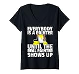Damen Malerei, Kunst, Künstler, Dekorateur T-Shirt mit V